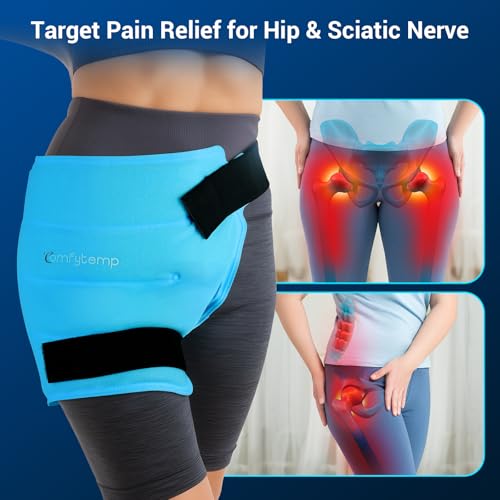 Comfytemp Hip Ice Pack Wrap for Sciatica, Hip Replacement Kit, Reusable Gel Ice Pack for Injuries, Pain Relief, Cold Compr...