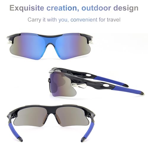 ZOSIMP Unisex Sports Sunglasses with UV400 & Shatterproof Lenses, Windproof Lightweight Frame for Outdoor Sports
