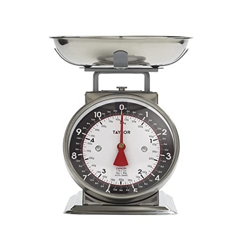 Taylor Mechanical Kitchen Food Scale with Bowl, Weighs Up to 11lbs, Measures in Grams and Ounces, Analog Cooking Scale for...