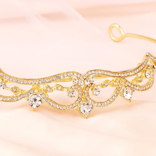 Vovii Gold Tiaras and Crowns for Women, Rhinestone Princess Crowns for Women Girls, Small Gold Tiara Crown Headband for Wo...