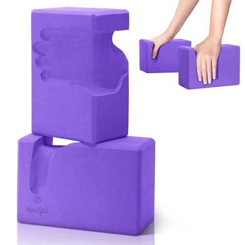 Yes4All Yoga Blocks 2 Pack Wrist Support, Comfort, and Grip Strength, Support for Balance Fitness and Exercise, EVA Foam B...