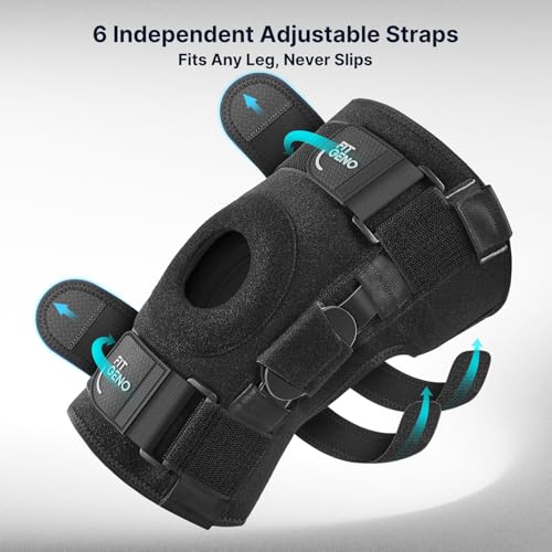 Fit Geno Hinged Knee Brace for Meniscus Tear: Adjustable Support for Knee Pain w/Built-in Side Stabilizers & Removable Met...
