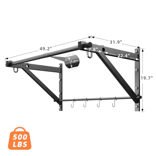 ZHNSYDN Wall Mounted Pull Up Bar, Strength Training Chin Up Bar with Hooks, Adjustable Depth Pull-up Bar with 500LBS Weigh...