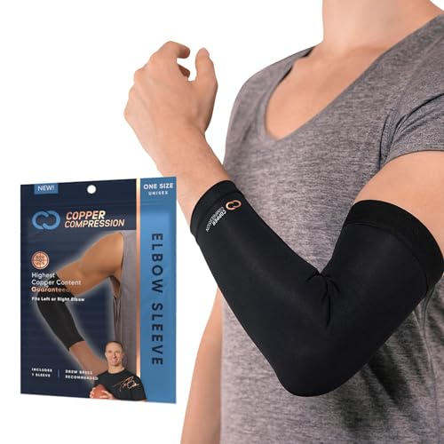 Copper Compression Elbow Sleeve - Copper Infused Orthopedic Brace for Tennis & Golfer Elbow, Tendonitis, Arthritis, Bursit...