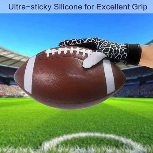 GOWISDOM Youth Football Receiver Gloves, Kids Silicone Grip Football Gloves for Boys Girls with Super Stick