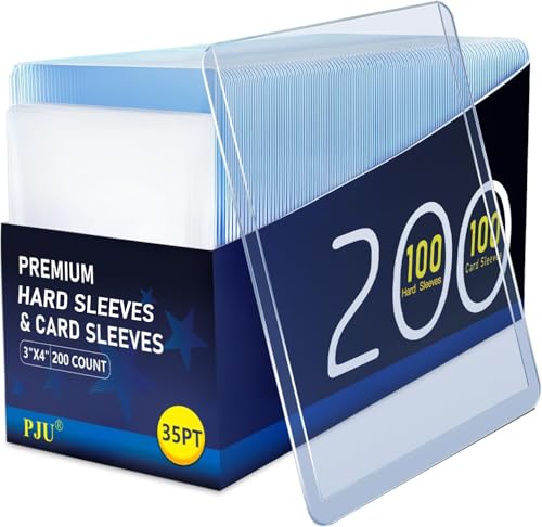 200 Hard Plastic Card Sleeves, Premium Card Sleeves, 3"x 4" Baseball Cards Protectors Plastic, Sports Trading Baseball Gam...