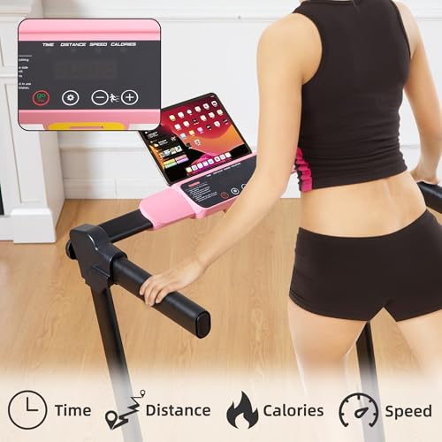 SnyFuitur Walking Pad with Handle Bar, Foldable Treadmill for Small Space - with Handles, Safety Key, 2.5HP Quiet Brushles...