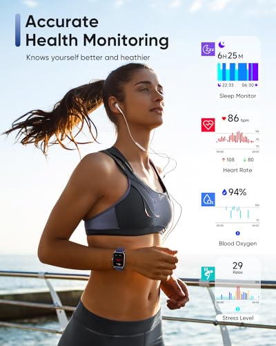 Fitpolo Smart Watch for Men Women Android, Alexa Built-in [1.8" HD Screen] IP68 Waterproof Fitness Watch Bluetooth Call fo...