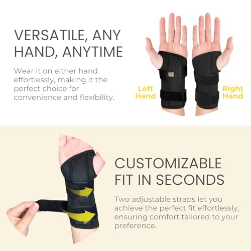 Bracoo Wrist Brace for Carpal Tunnel Day & Night, Adjustable Wrist Support Wrap with Splint, For Women Men, Fit Right Left...