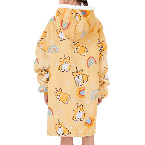 American Trends Wearable Blanket Hoodie, Oversized Sherpa Warm Hoodie Blanket Thick Sweatshirt, Gift for Women Men Girls