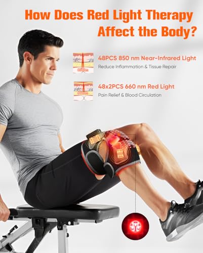 3D Red Light Therapy Vibration Massage Knee Brace - FSA Eligible HSA 5000mAh Cordless Knee Massager with 4 Vibration Area...