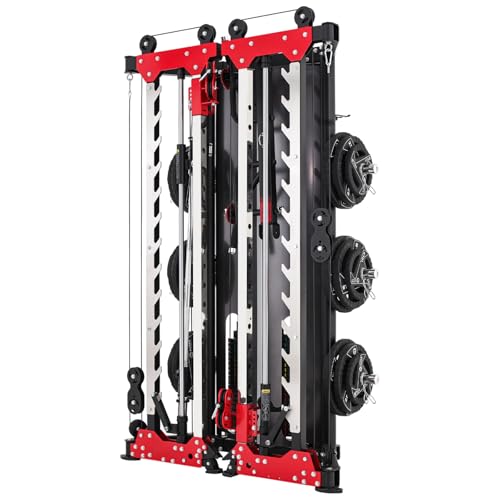 Altas Strength Folding Home Gym Smith Machine with Pulley System Gym Squat Rack Weight Bar Upper Body Strength Training Le...