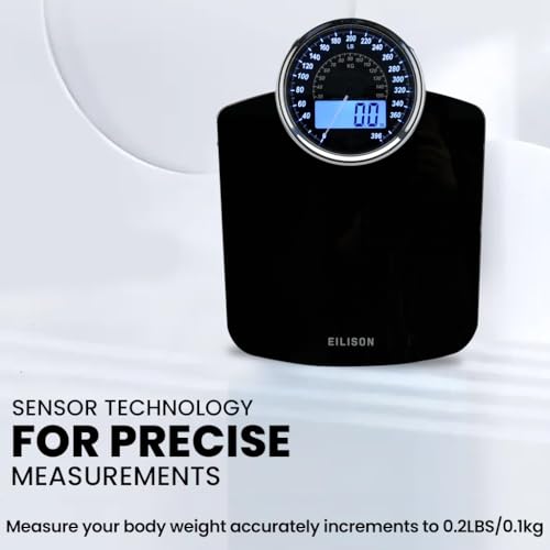 EILISON Highly Advance 2-in-1 Digital & Analog Weighing Scale for Body Weight-400lbs, 4 High Precison GX Sensor Accurate, ...
