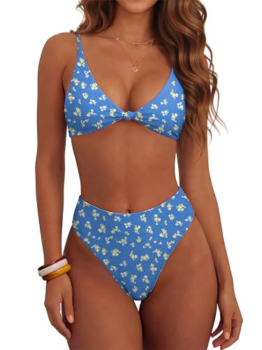 ANRABESS Bikini Sets for Women V Neck Knot Front Two Piece Swimsuits Bathing Suit 2026 Summer Beach Sexy Swimwear