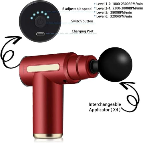 WANRUIL Massage Gun,Upgrade Deep Tissue Muscle Massager for Pain Relief,Percussion Massager with 4 Massage Heads & Silent ...