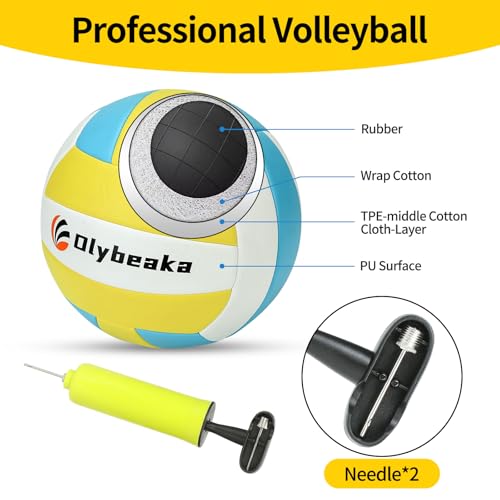 Portable Outdoor Volleyball Net Set for Backyard Beach with Adjustable Poles, Soft PU Volleyball & Pump, Carry Bag and Dur...