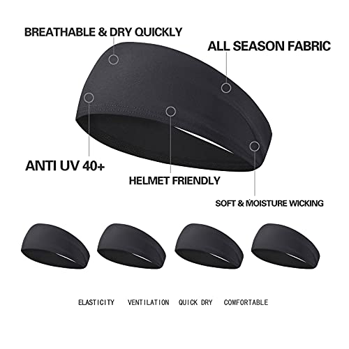 Acozycoo Mens Running Headband,5Pack,Mens Sweatband Sports Headband for Running,Cycling,Basketball,Yoga,Fitness Workout St...