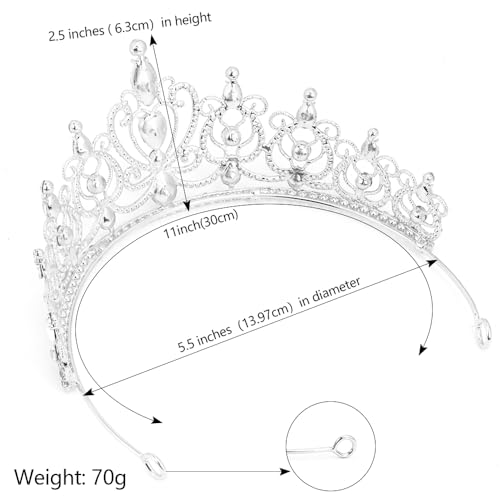TODDER Silver Tiara for Women Girls Rhinestone Princess Queen Crowns Crystal Headband for Girls Wedding Hair Accessories f...