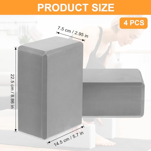 4 Pack Yoga Blocks - Premium EVA Foam Blocks for Pilates Workout, Stretching, Meditation - Yoga Brick for Flexibility, Bal...
