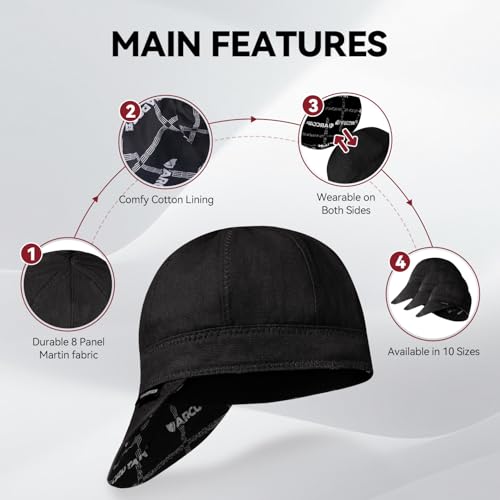 ARCCAPTAIN Reversible Welding Cap, 8 Panel Protective Welders Cap, 10 oz Fireproof Cotton Comforts for Safety and Protecti...
