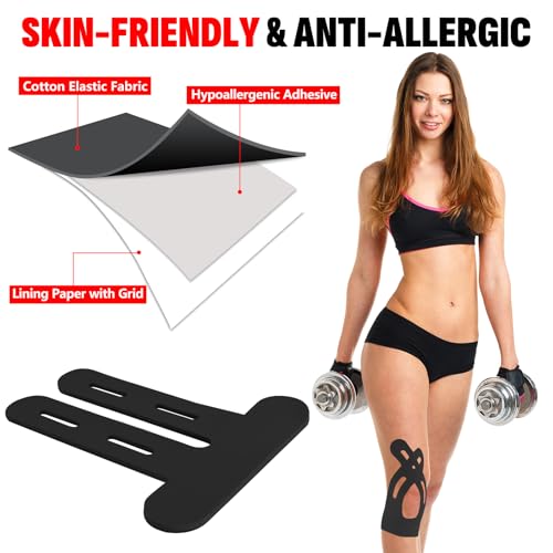 16 Pcs Kinesiology Tape for Knees, Pre Cut Knee Support & Stability, Elastic, Breathable, Latex-Free Pain Relief Athletic ...