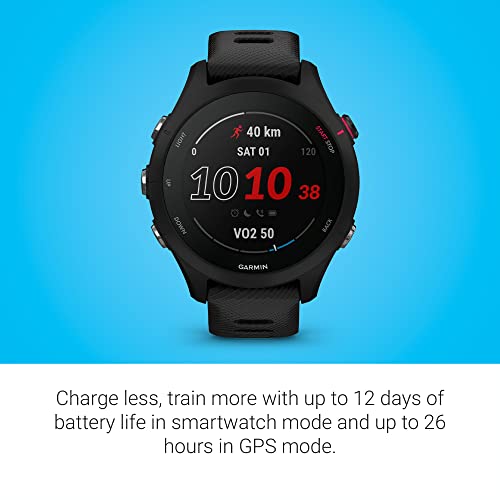 Garmin Forerunner 255S Music, Smaller GPS Running Smartwatch with Music, Advanced Insights, Long-Lasting Battery, Black (R...