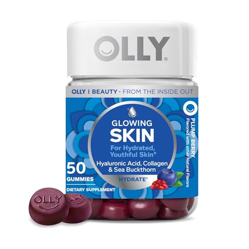 OLLY Glowing Skin Gummy, Hydrated & Youthful Skin,* Hyaluronic Acid, Collagen Peptides, Sea Buckthorn, Plump Berry Flavor,...