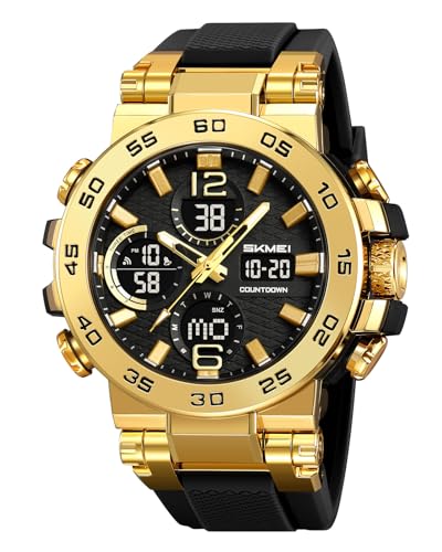 FANMIS Mens Analog Digital Dual Display Sports Watches Military Multifunctional 50M Waterproof LED Watch with Alarm Stopwa...