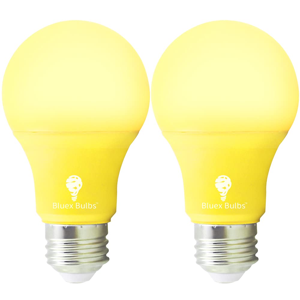 Bluex Bulbs Led A19 Yellow Light Bulb 9W (60W Equivalent) - 2 Pack, E26 Base For Home & Holiday Lighting, Decorative Illumination