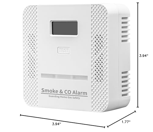 Smoke Detector Carbon Monoxide Detector,2 in 1 Fire & CO Alarm,Battery Powered,Carbon Monoxide Gas Detector with LCD Digital Display Sound and Light Alarm for Bedroom Warehouse Kitchen or RV Travel
