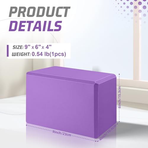 2025 Biguphate Yoga Blocks 9x 6x4 Inch，1 Pack EVA Foam Yoga Block Supportive Latex-Free, Non-Slip Exercise Blocks, Yoga Ac...