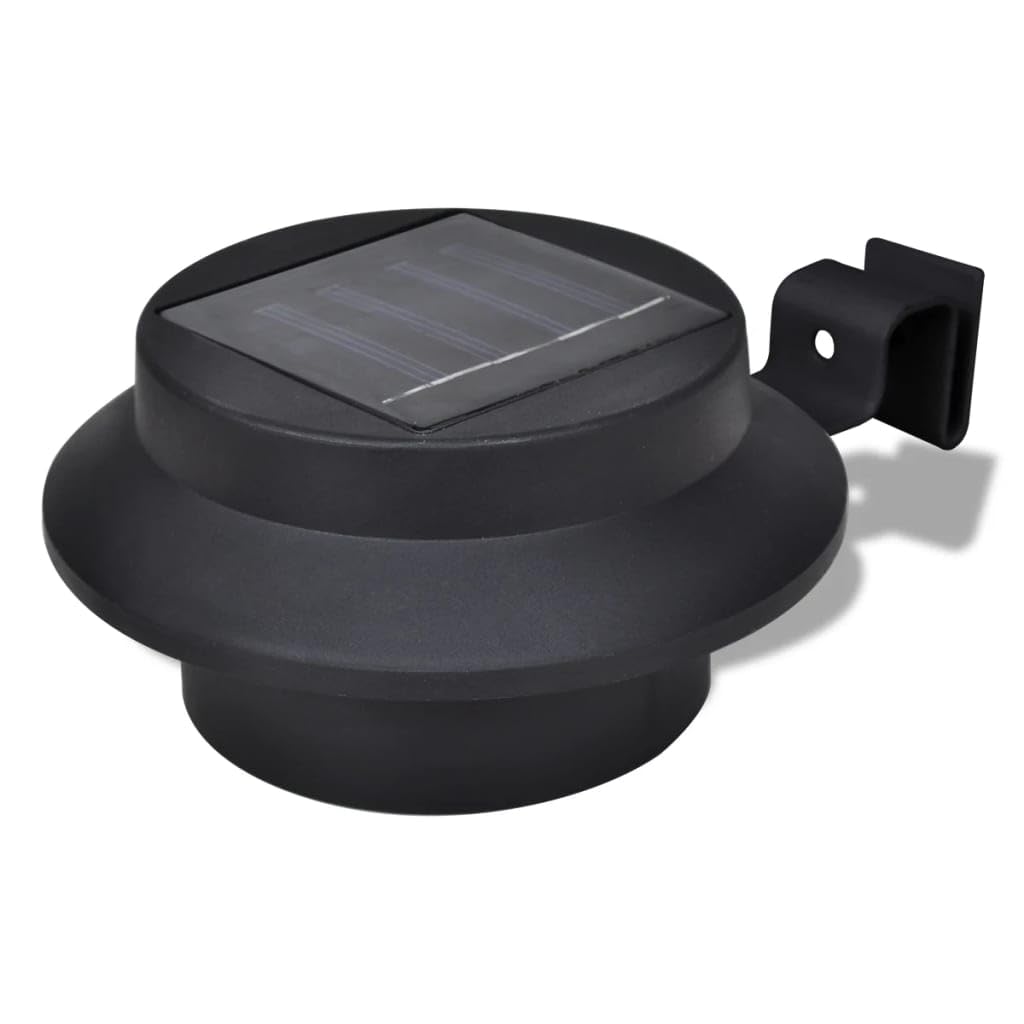 Vidaxl 6 Pcs Outdoor Solar Lamp Set, Led Fence Lights, Black, Durable Plastic, Energy-Saving, Easy Installation, Model 41180