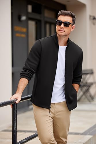 COOFANDY Mens Fleece Jacket Zip Up Lightweight Sweater Jackets Casual Warm with Pockets for Home Office Hiking