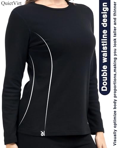 Women Heavyweight Rayon Polyester Thermal Underwear Base Layer Long Johns Blended Fleece Lined Set for Cold Weather