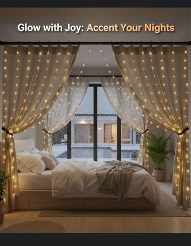Curtain Lights for Bedroom & Romantic Decor - 300 LED Fairy String Lights with Remote, 8 Modes Timer, USB Plug in Waterpro...