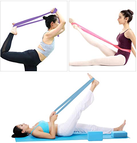 MEISONG Yoga Blocks 2 Pack Set - (Yoga Block with 1 Yoga Strap) High Density Soft EVA Foam Block for Yoga, General Fitnes...