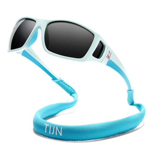 TIJN Polarized Wraparound Sunglasses for Men & Women-UV400 TR90 with Floating Strap for Skiing Snowboarding Winter Outdoors