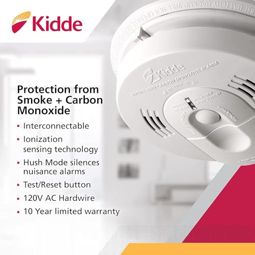 Kidde Hardwired Smoke & Carbon Monoxide Detector, Battery Backup, Interconnectable, LED Warning Light Indicators, 4 Pack