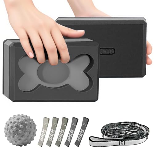 HAPBEAR Yoga Blocks 2 Pack - 9x6x3in High-Density EVA Foam with Non-Slip Textured Surface, Supportive for Deep Stretching...