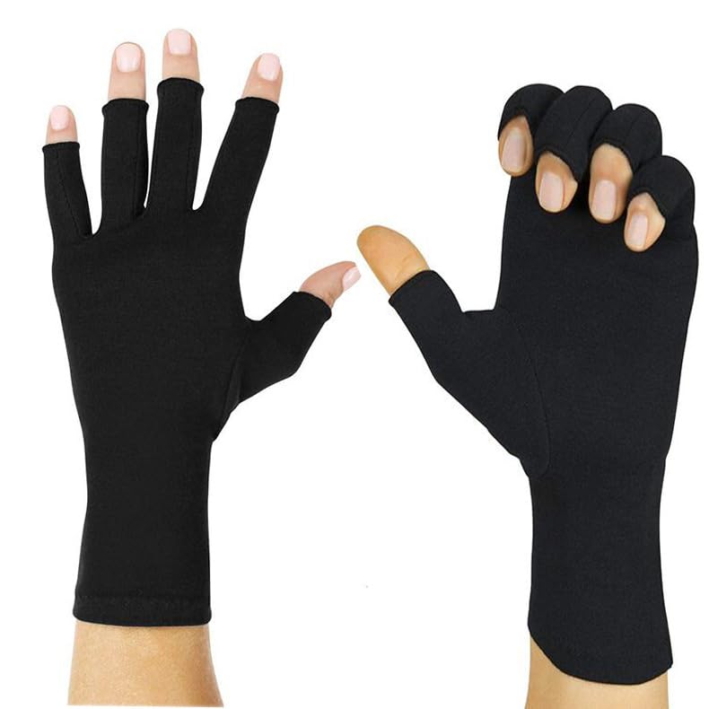 Utaly Fingerless Recovery Gloves Stretchy Hands Office Unisex Half Finger Joint Support Gloves