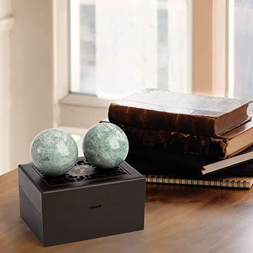 Lyellfe Set of 4 Marble Stone Baoding Balls, 2 Inch Meditation Balls with Box, Chinese Health Exercise Massage Ball for Ha...