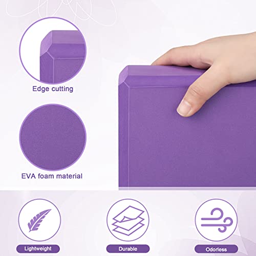 20 Pcs Yoga Blocks Bulk Eva Foam Exercise Brick Purple Non Slip Gymnastic Soft High Density Dance for Girls Women Toning M...