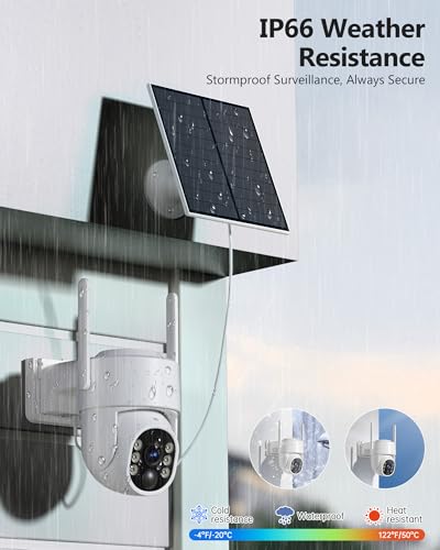Gianteye 5G&2.4GHz Security Cameras Wireless Outdoor, 2K Cameras for Home Security, Solar & Battery Powered Security Camer...