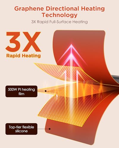 FEPPO Food Warming Mat, Upgrade High-tech Graphene Heating Film, Fast Full Surface Electric Warming Tray with 6 Level Adju...