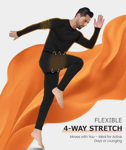 SIMIYA Thermal Underwear Set for Men Long Johns with Fleece Lined
