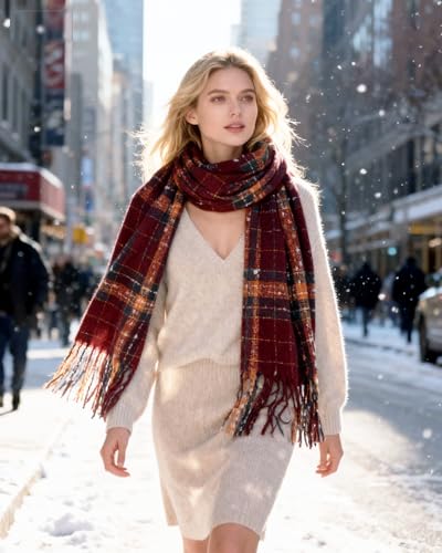 JOYPICKS Women's Long Knit Scarf Winter Chunky Scarfs Warm Big Wrap Thick Winter Fashion Scarves for Outdoor Men & Women