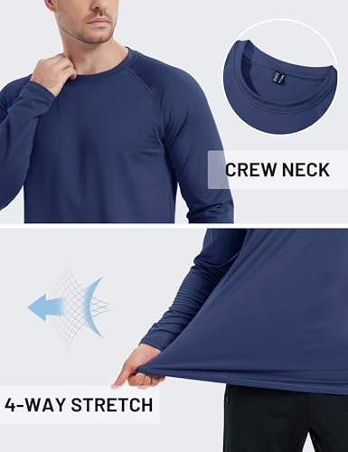 TACVASEN Men's Thermal Shirt Long Sleeve Fleece Lined Base Layer Lightweight Athletic Undershirt Winter Tops Workout