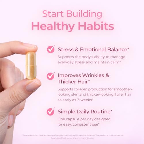 GlowTrue Ashwagandha for Women with Biotin & Collagen – 500mg Female-Optimized Stress & Hormone Support, Hair Skin & Nails...