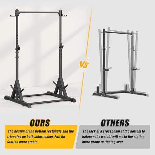 Jusgym Squat Rack with Pull Up Bar, Heavy Duty 600LBS Weight Capacity Squat Rack for Home Gym, Adjustable Multi-Functional...