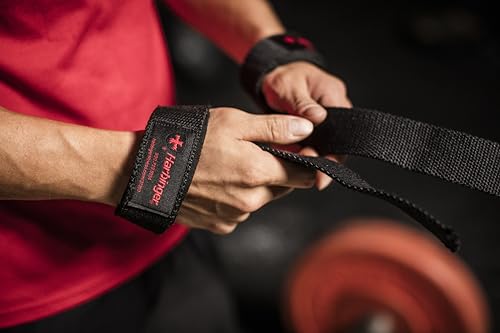 Harbinger Padded Cotton Lift Straps - Soft, Supportive Neotek Wrist Pads - 21.5" Length, 1.5" Width - Reinforced Edges & H...